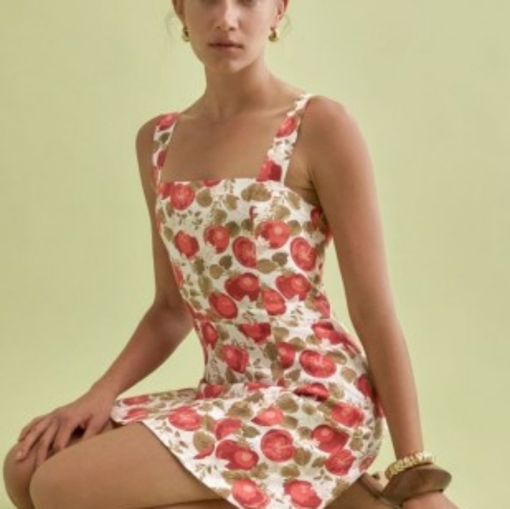 Reformation Brigitte Linen Dress in Tomatoes